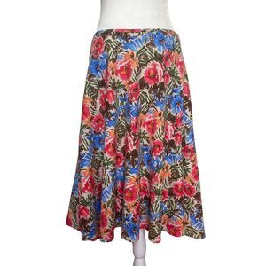Christopher & Banks Linen Blend Lined Floral Skirt Spring Summer Sz 8